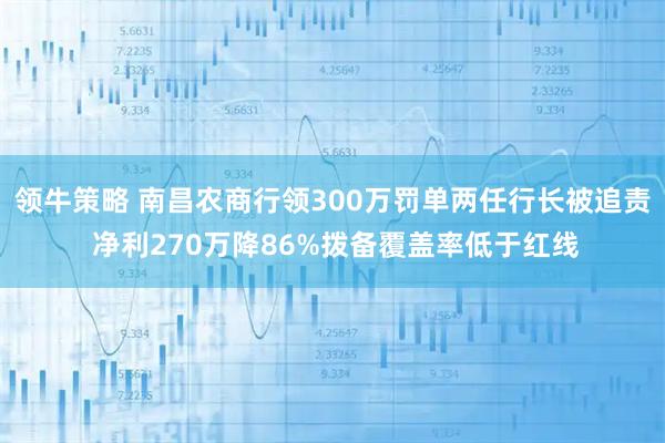 领牛策略 南昌农商行领300万罚单两任行长被追责 净利270万降86%拨备覆盖率低于红线