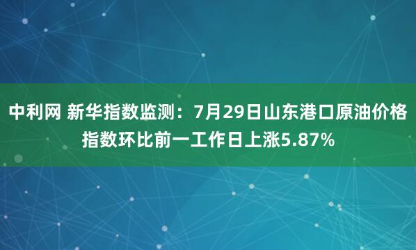 中利网 新华指数监测：7月29日山东港口原油价格指数环比前一工作日上涨5.87%